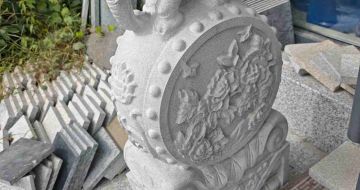 那曲芝麻白抱鼓石 庭院抱鼓石